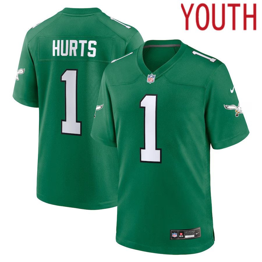Youth Philadelphia Eagles #1 Jalen Hurts Nike Kelly Green Alternate Player Game NFL Jersey->nhl youth jerseys->NHL Jersey